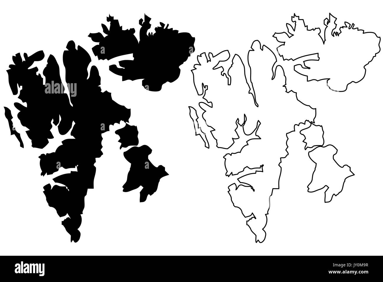 Svalbard karte Vektor-illustration, kritzeln Skizze Spitzbergen Inseln Stock Vektor