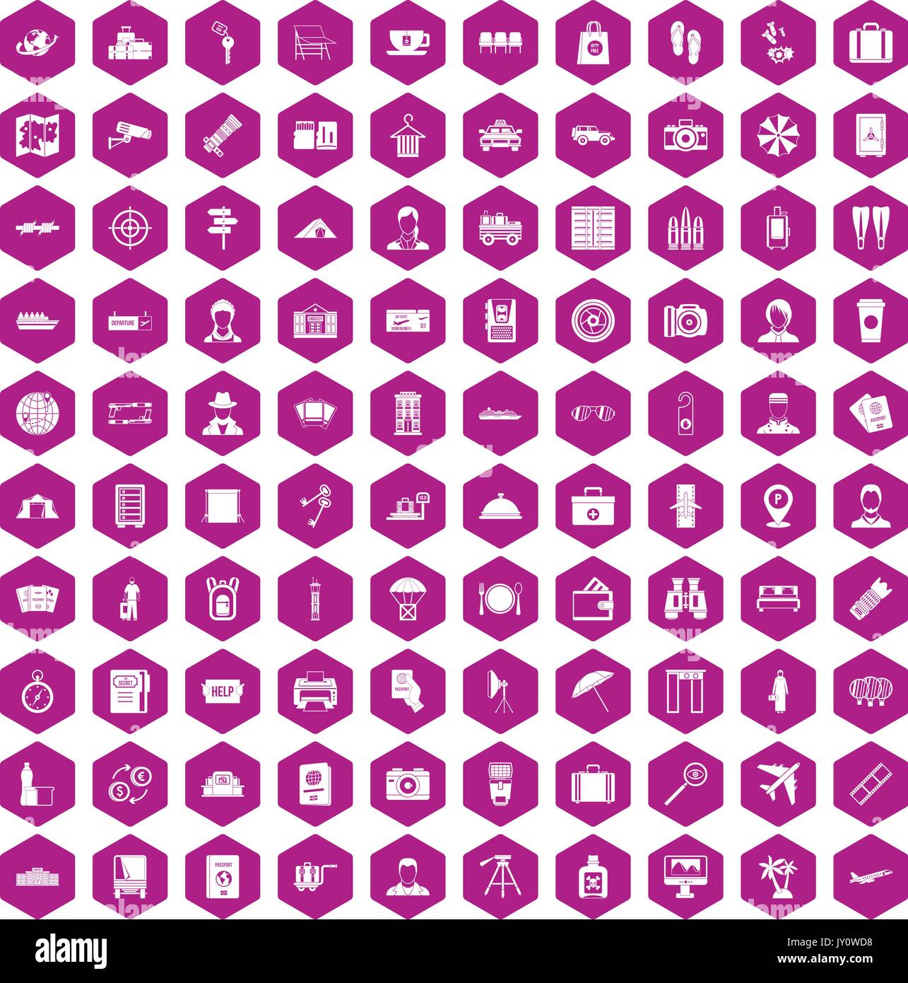 100 Pass Symbole hexagon Violett Stock Vektor