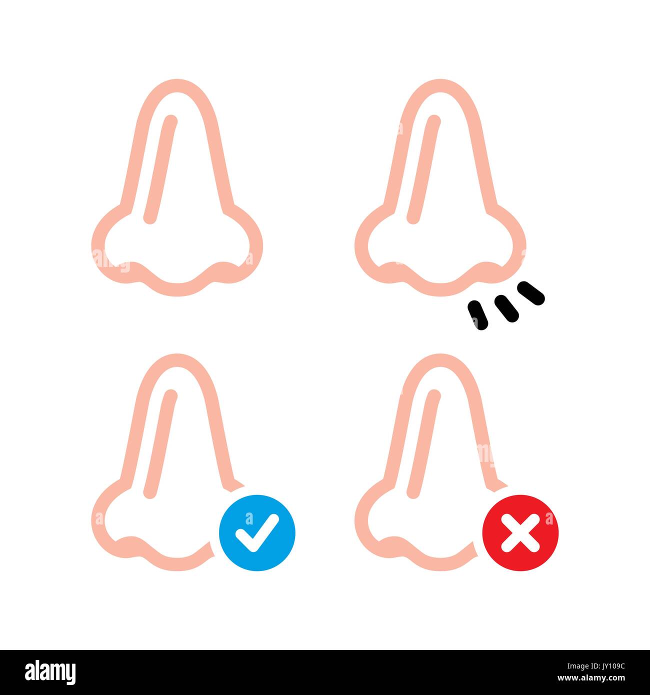 Nase, Geruch, menschliche vid Vector Icons Set menschlichen Körper teil - Nase Symbole isoliert auf weißem Stock Vektor