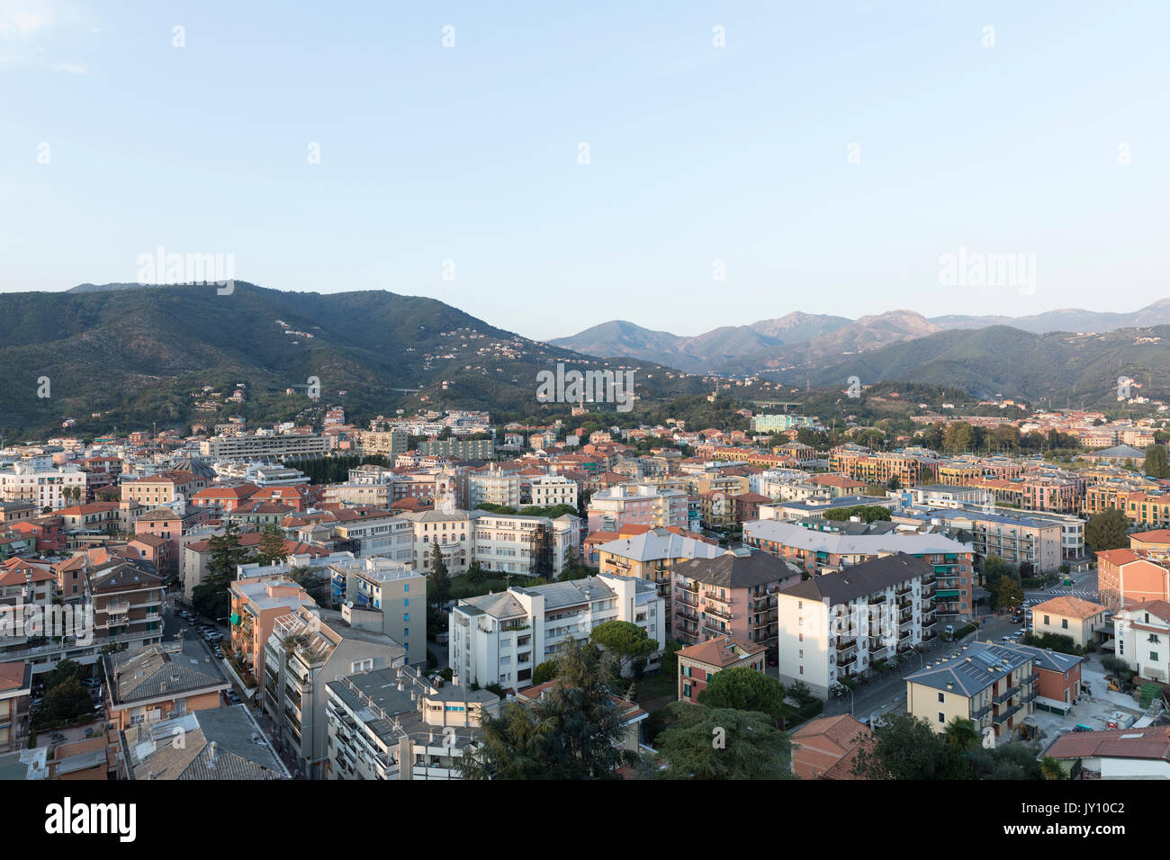 Malerischer Blick auf die Stadt, Sestri Levante, Ligurien, Italien Stockfoto