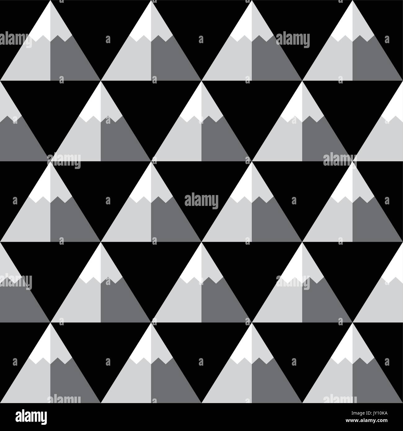 Geometrische monochrome nahtlose Muster mit Bergen - Winter Hintergrund Vektor sich wiederholende Textur mit Bergen - flache Bauform, retro style Stock Vektor