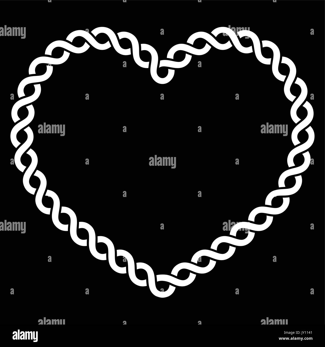 Keltische Muster weiß Herz Form - liebe Konzept bav St. Patrick's Day, Valentines Irischen, keltischen Herzen Muster isoliert auf Schwarz Stock Vektor