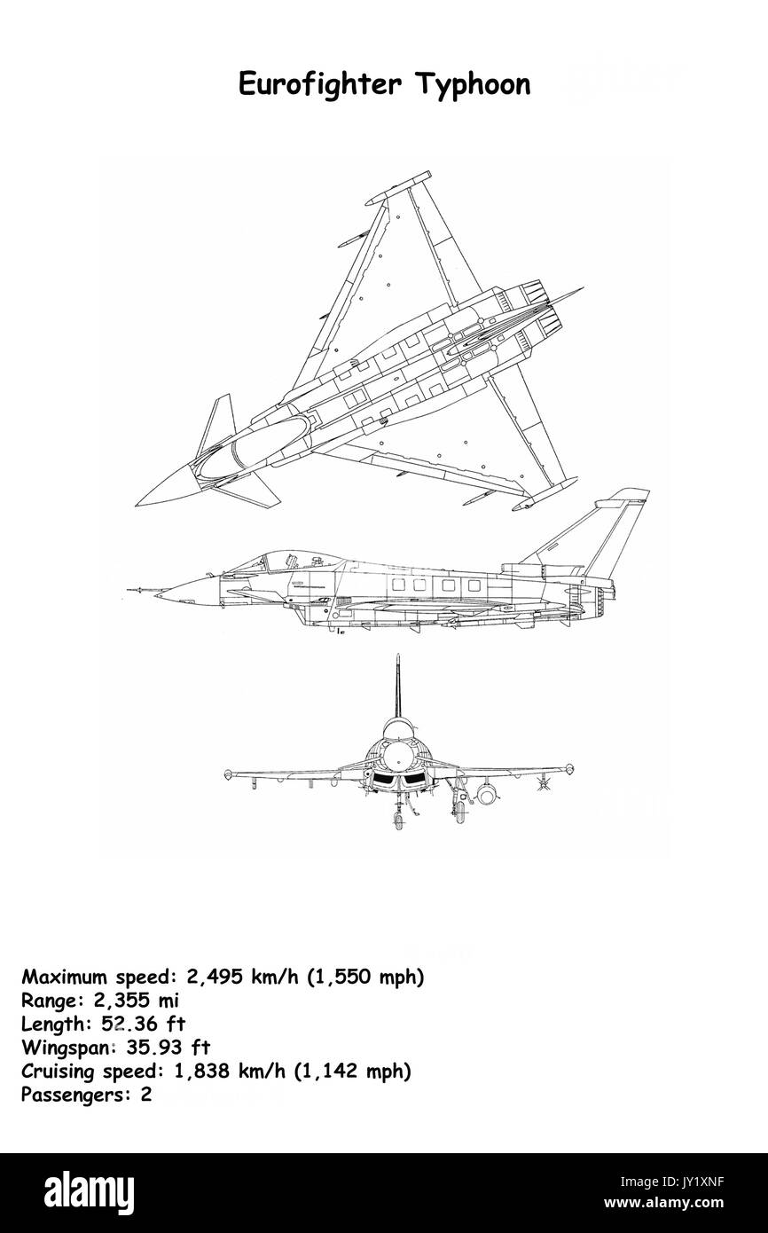 Flugzeuge Blaupause der Eurofighter Typhoon ist ein Twin-engine, canard - delta wing, multirole Fighter. Der Eurofighter Typhoon ist ein sehr agiles aircra Stockfoto