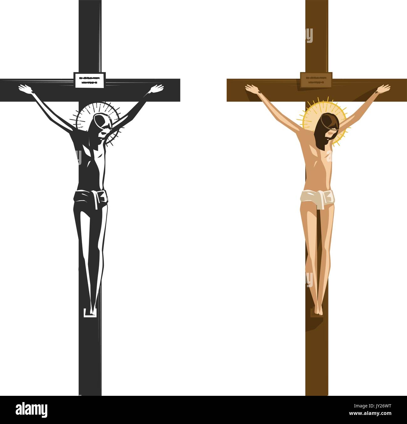 Die Kreuzigung von Jesus Christus. Religion, Christentum Symbol. Vector Illustration Stock Vektor