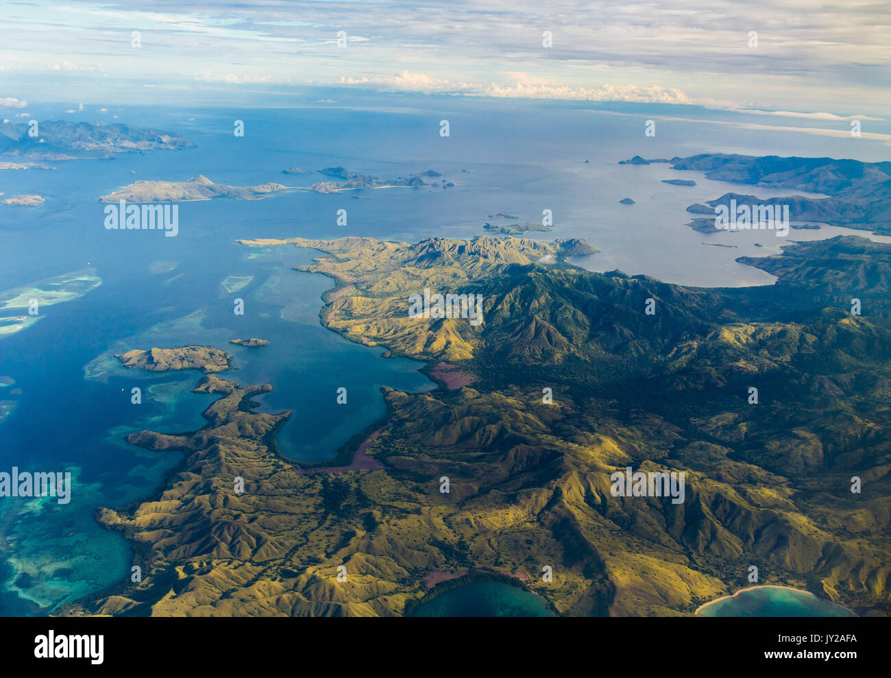 Luftbild der Insel Komodo Stockfoto