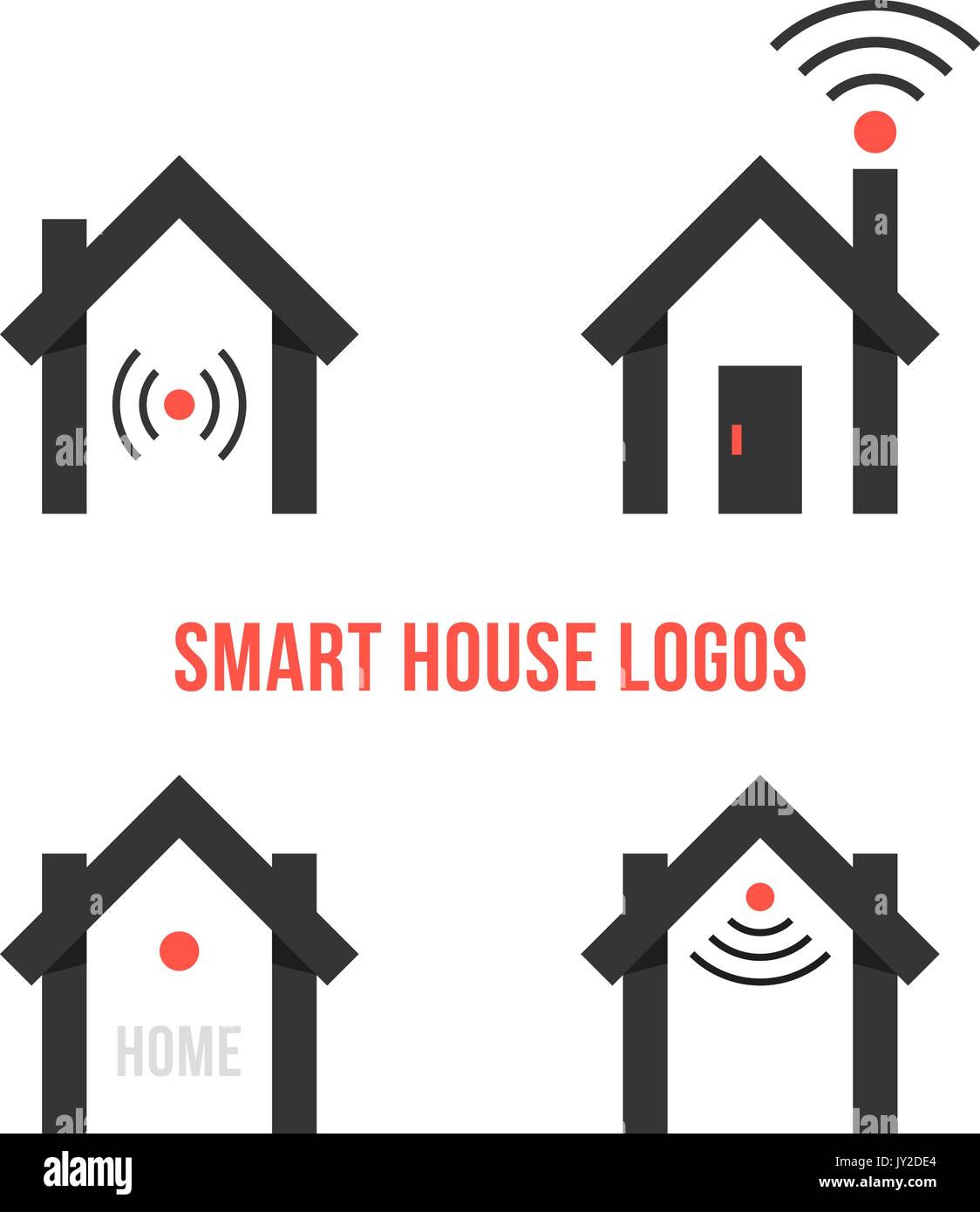 Satz von vier schwarzen Smart house Logos Stock Vektor