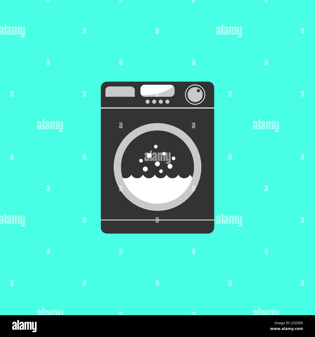 Schwarz Waschmaschine auf grünem Hintergrund isoliert Stock Vektor