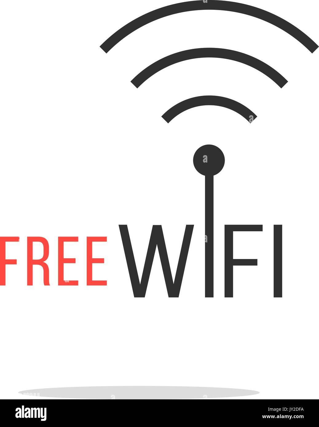 Kostenloses WLAN Schriftzug mit einfachen Schatten Stock Vektor