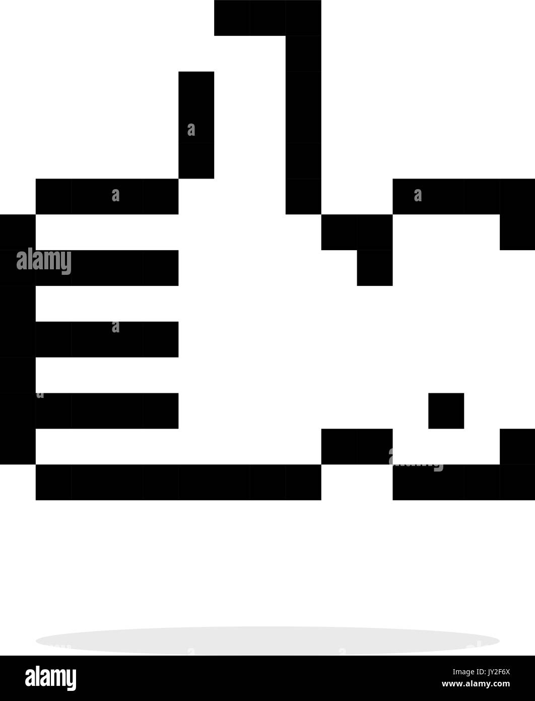 Einfache 8-bit Daumen hoch wie schwarze Symbol Stock Vektor