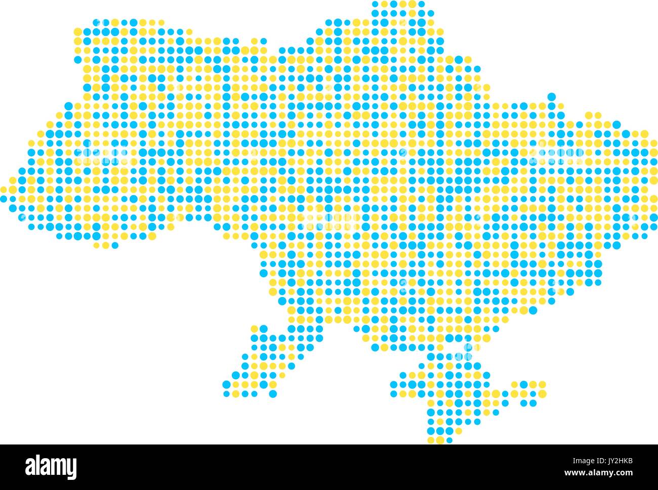 Gelb und Blau ukrainischen Karte von Punkten Stock Vektor