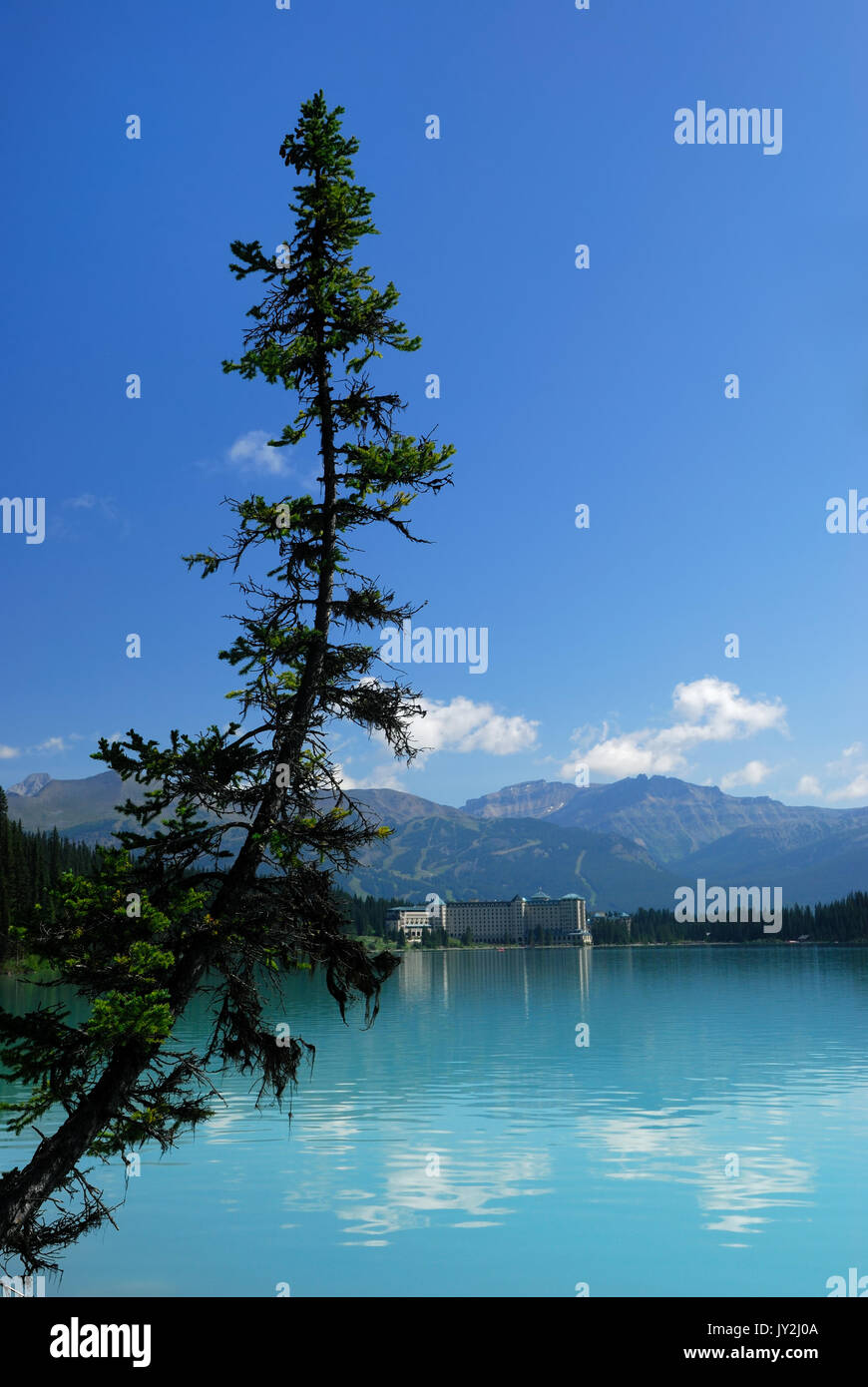 Friedliche und Chateau Lake Louise in den kanadischen Rockies Stockfoto