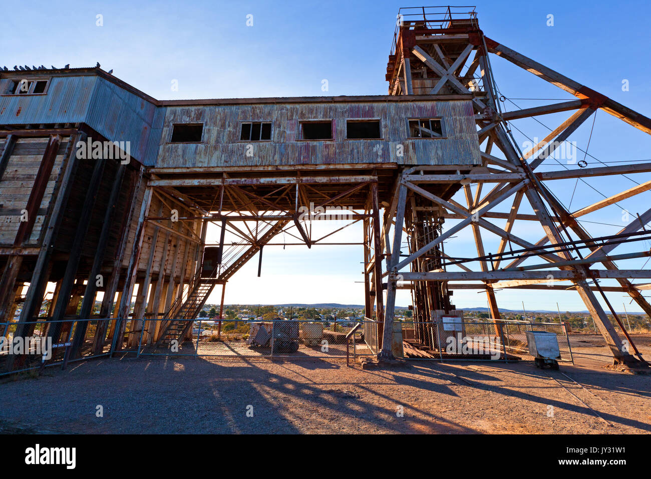 Die alte Browne's Welle, die durch die Kreuzung Mine in Broken Hill gehörte. Einer der kleineren Wellen und es wurde schließlich 1972 geschlossen. Stockfoto