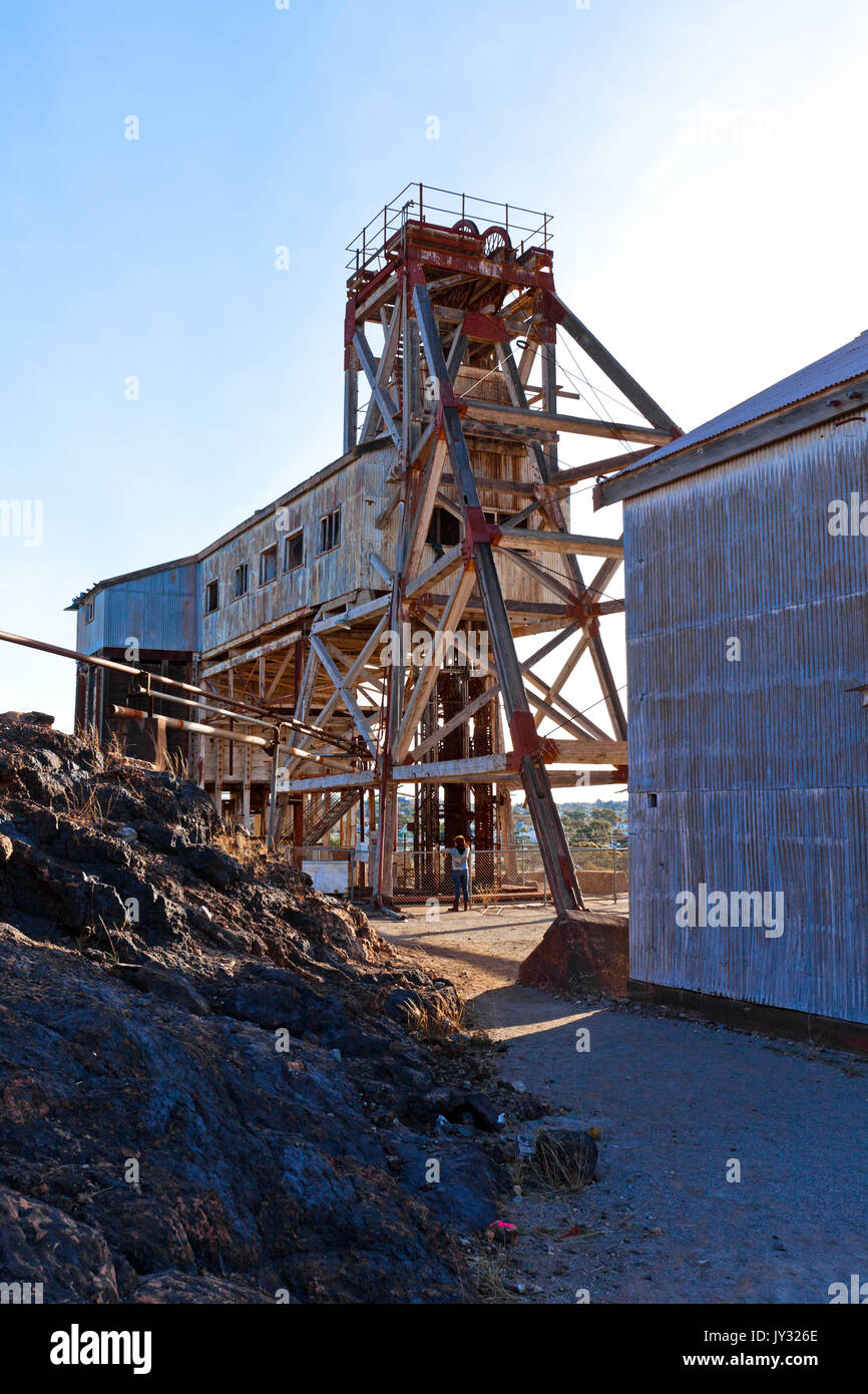 Die alte Browne's Welle, die durch die Kreuzung Mine in Broken Hill gehörte. Einer der kleineren Wellen und es wurde schließlich 1972 geschlossen. Stockfoto