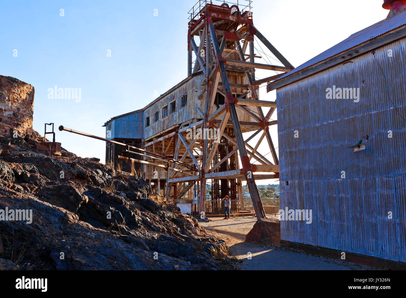 Die alte Browne's Welle, die durch die Kreuzung Mine in Broken Hill gehörte. Einer der kleineren Wellen und es wurde schließlich 1972 geschlossen. Stockfoto