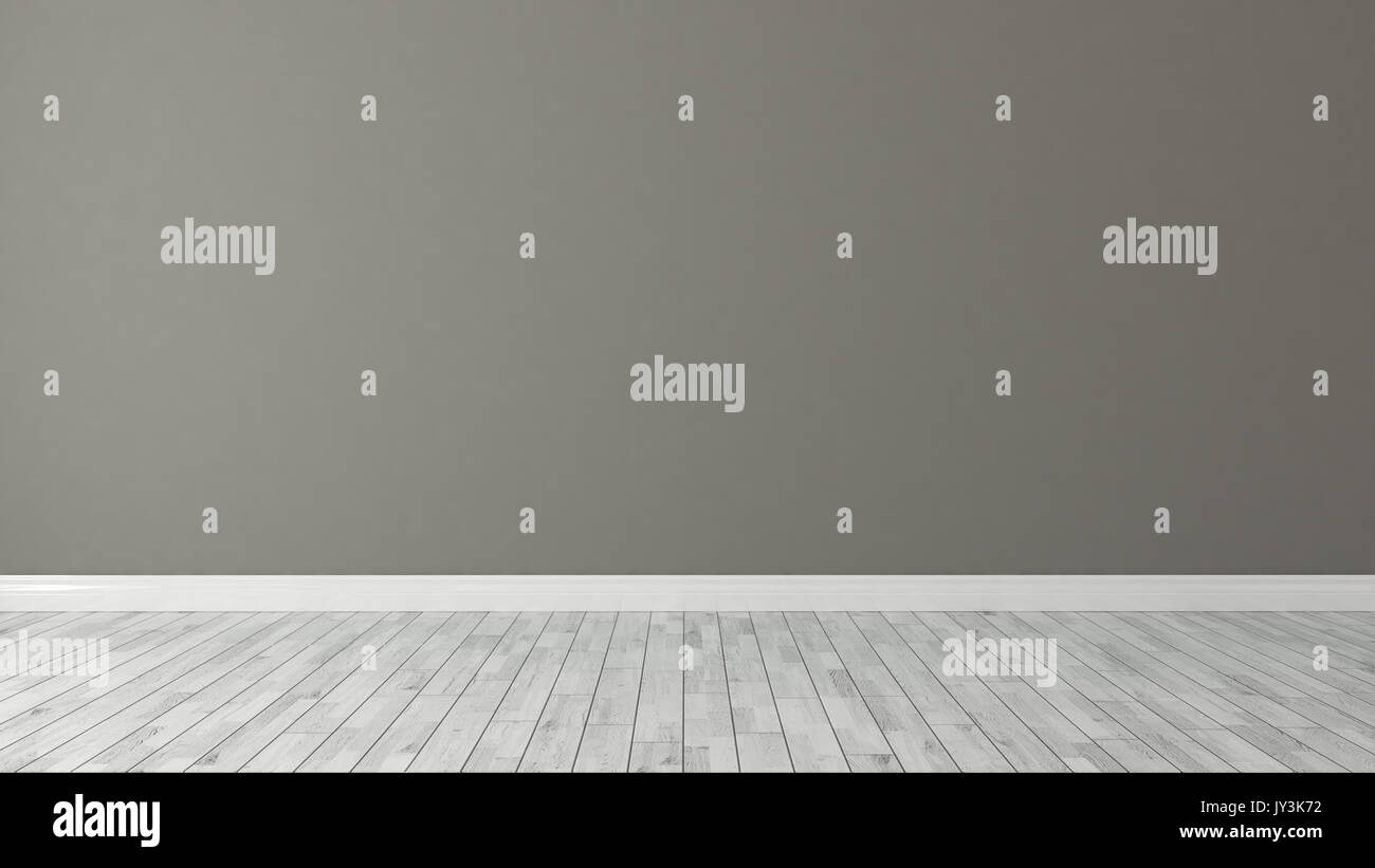 Braun Wand Hintergrund mit weißen Parkettboden im Zimmer deko Idee, 3D-Rendering Stockfoto