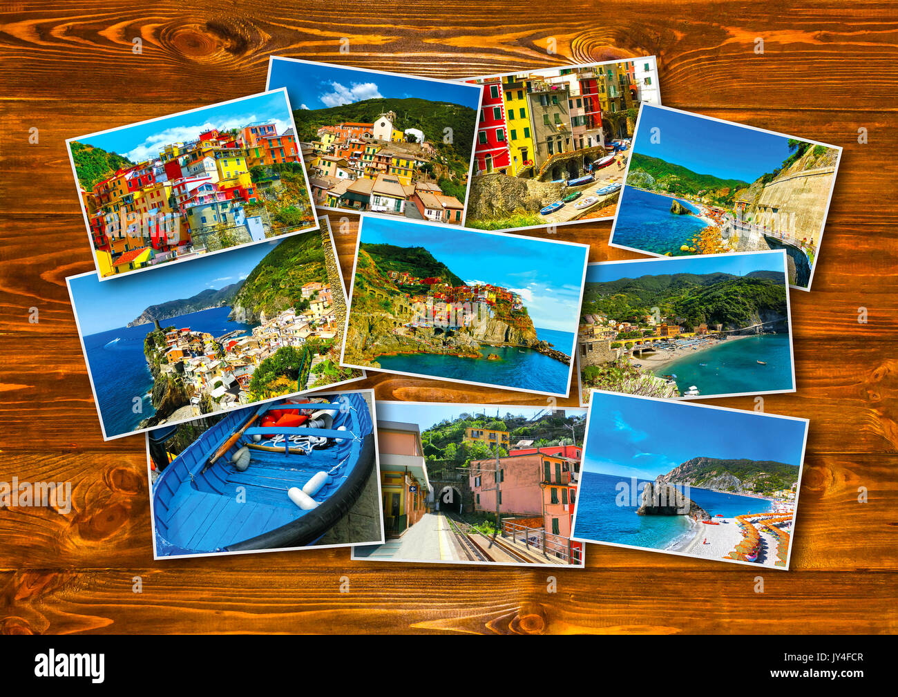 Collage von Cinque Terre Fotos in Italien Stockfoto
