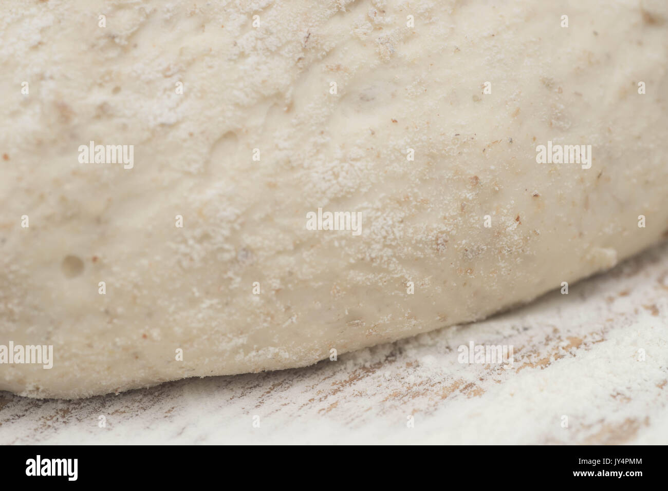 Closeup zu raw Brot oder Pizza Teig Stockfoto