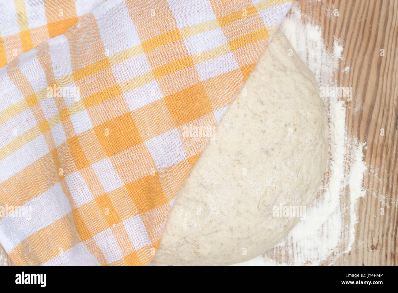 Closeup zu raw Brot oder Pizza Teig Stockfoto