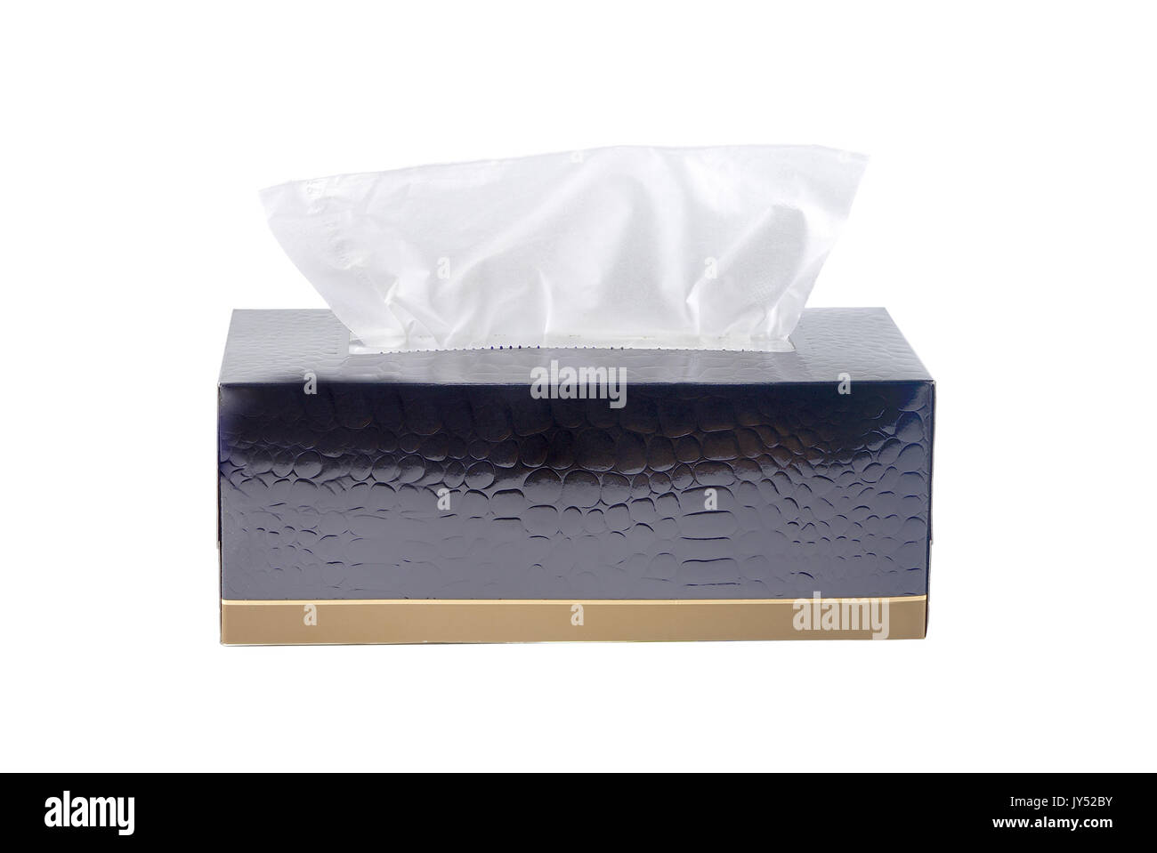 Tissue Box schwarz auf weißem Hintergrund. Ein Bild von einem Servietten in einer Box Stockfoto