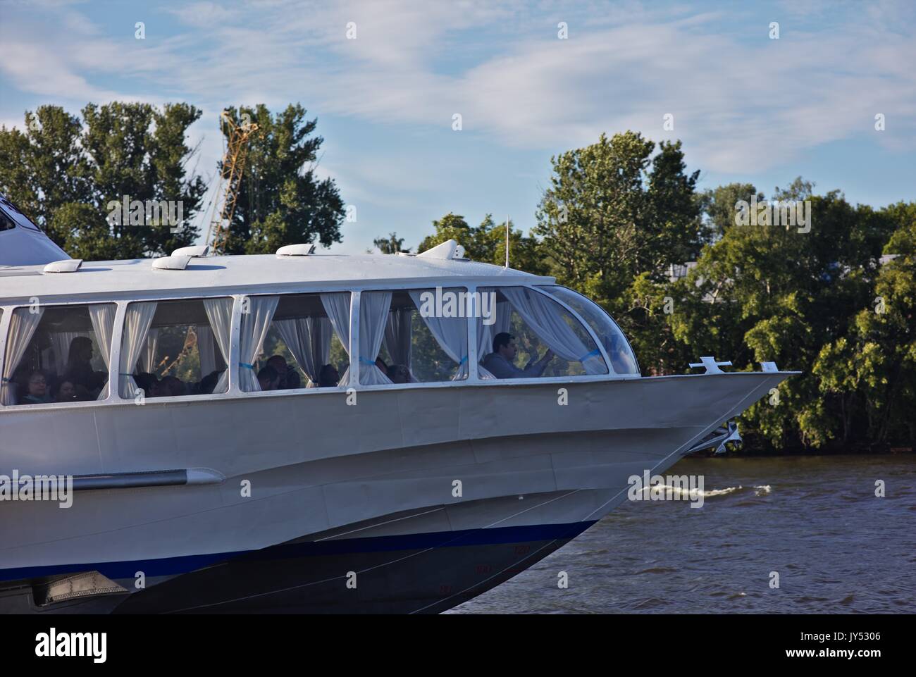 Detail der Beifahrer Kabine woßchod Tragflächenboot Stockfoto