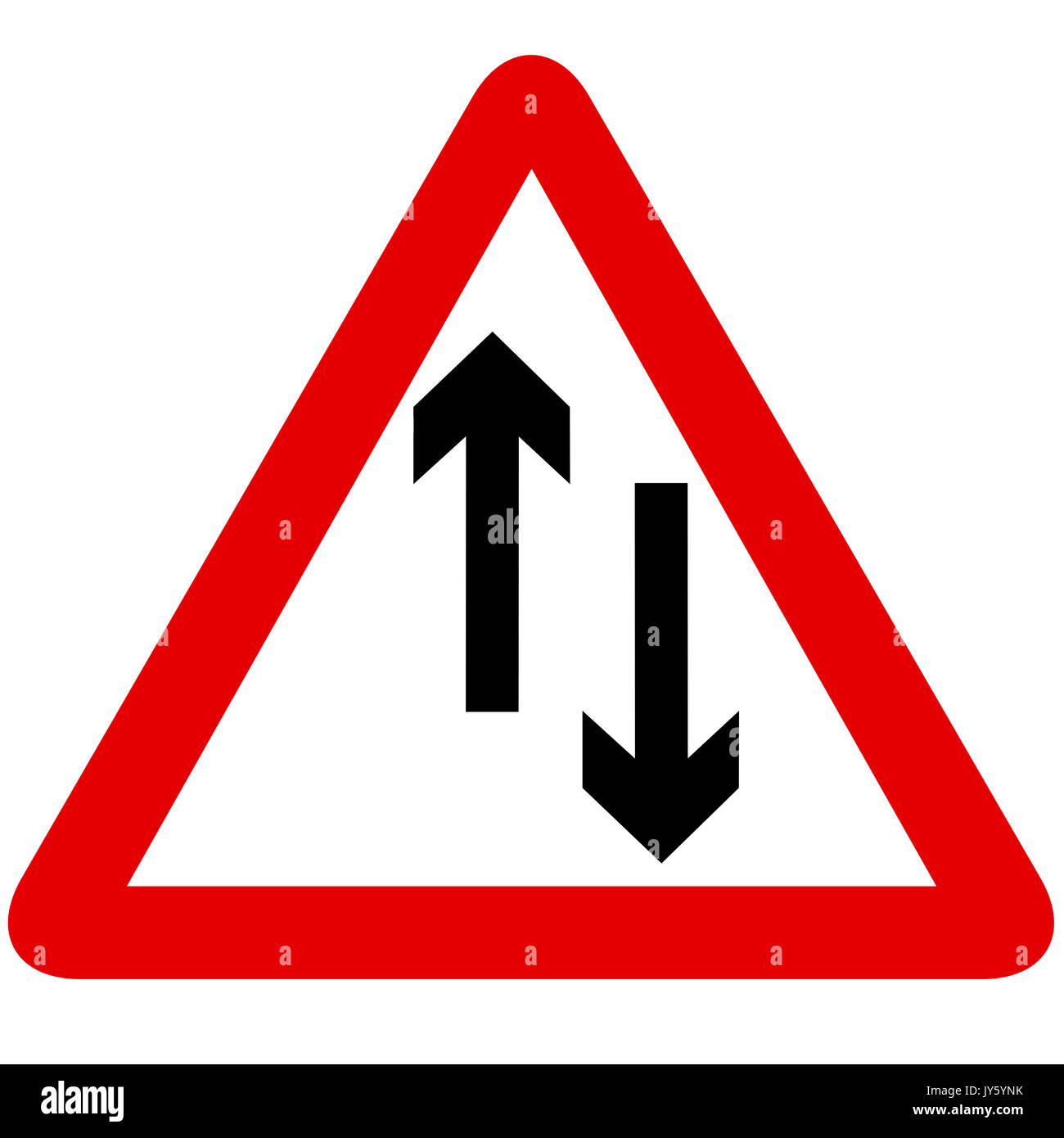 Zwei Art und Weise, wie der Verkehr geradeaus Schild auf weißem Hintergrund Stockfoto