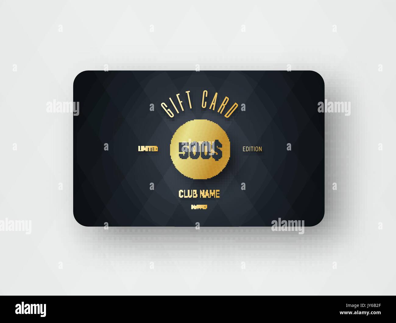 Vorlage eines Premium Geschenkkarte mit Gold Circle und Text auf einem schwarzen geometrischen Hintergrund der Rauten. Minimalistisches Design. Vector Illustration Stock Vektor