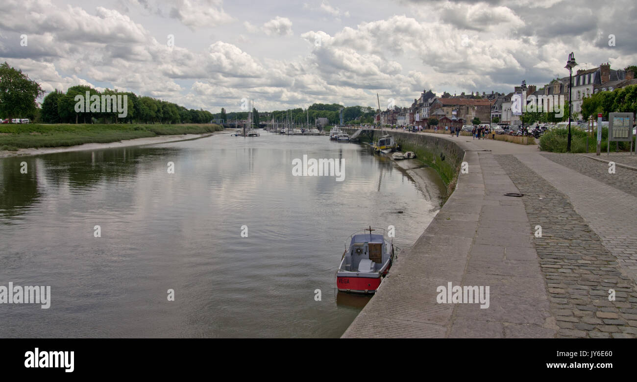 Quai Lejoille St Valery Stockfoto