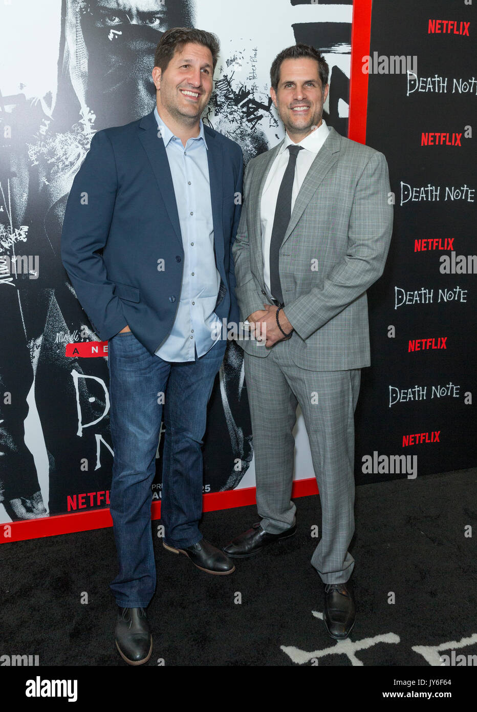 New York, NY, USA - 17. August 2017: Charley und Vlas Parlapanides Netflix premiere Death Note bei AMC Loews Lincoln Square besucht Stockfoto