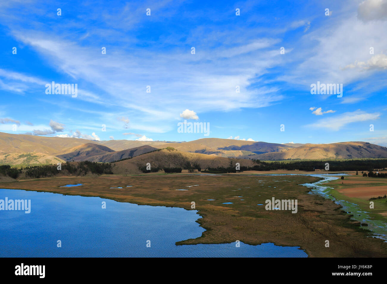 Imagen tomada de horas de la tarde desde el Cerro posterior a las orillas de la Laguna de Paca. Stockfoto