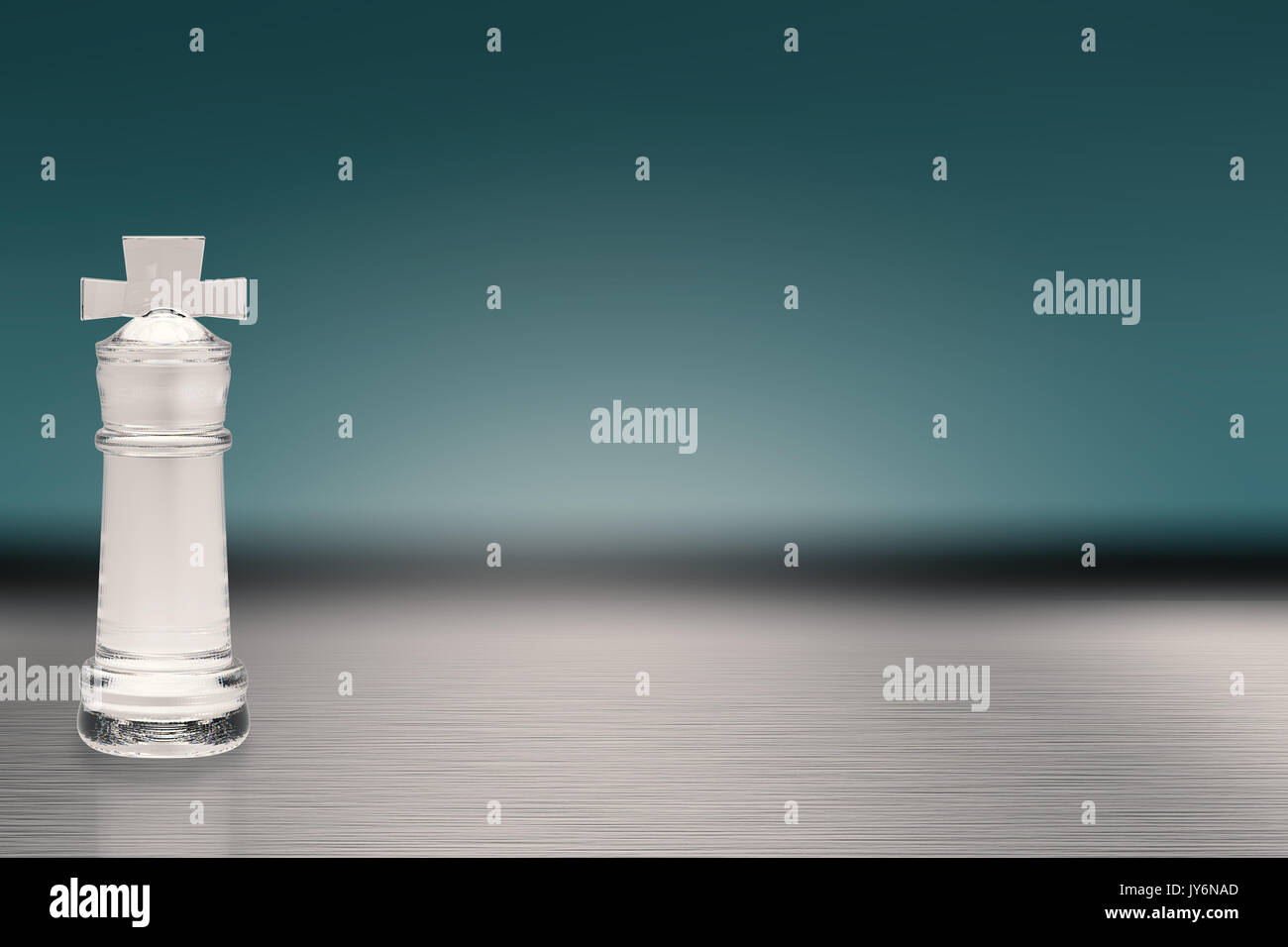 Crystal Schach König auf blauem Hintergrund Stockfoto