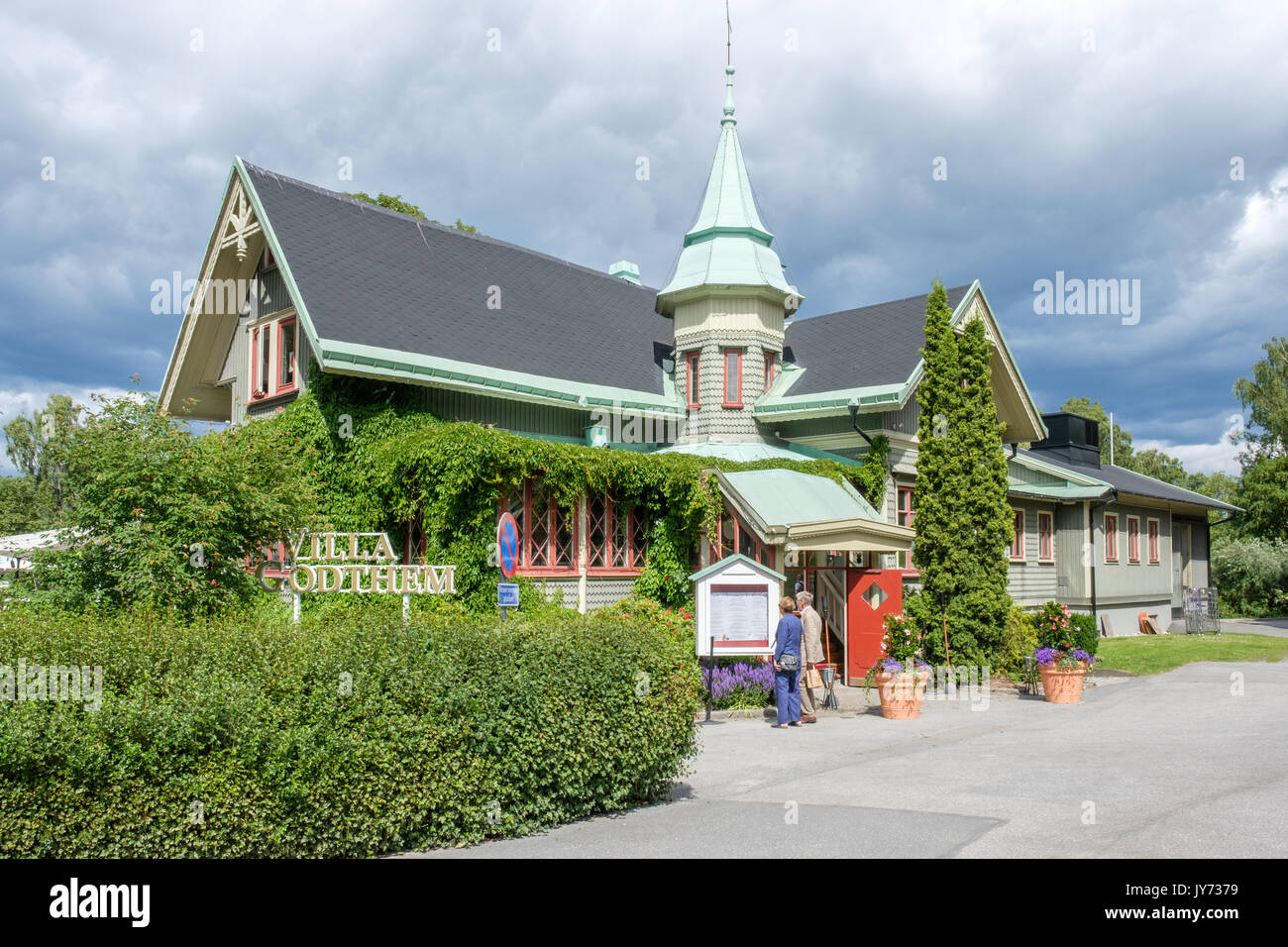 Restaurant Villa Godthem auf Djurgarden. Djurgården ist ein Erholungsgebiet in Stockholm, Schweden Stockfoto