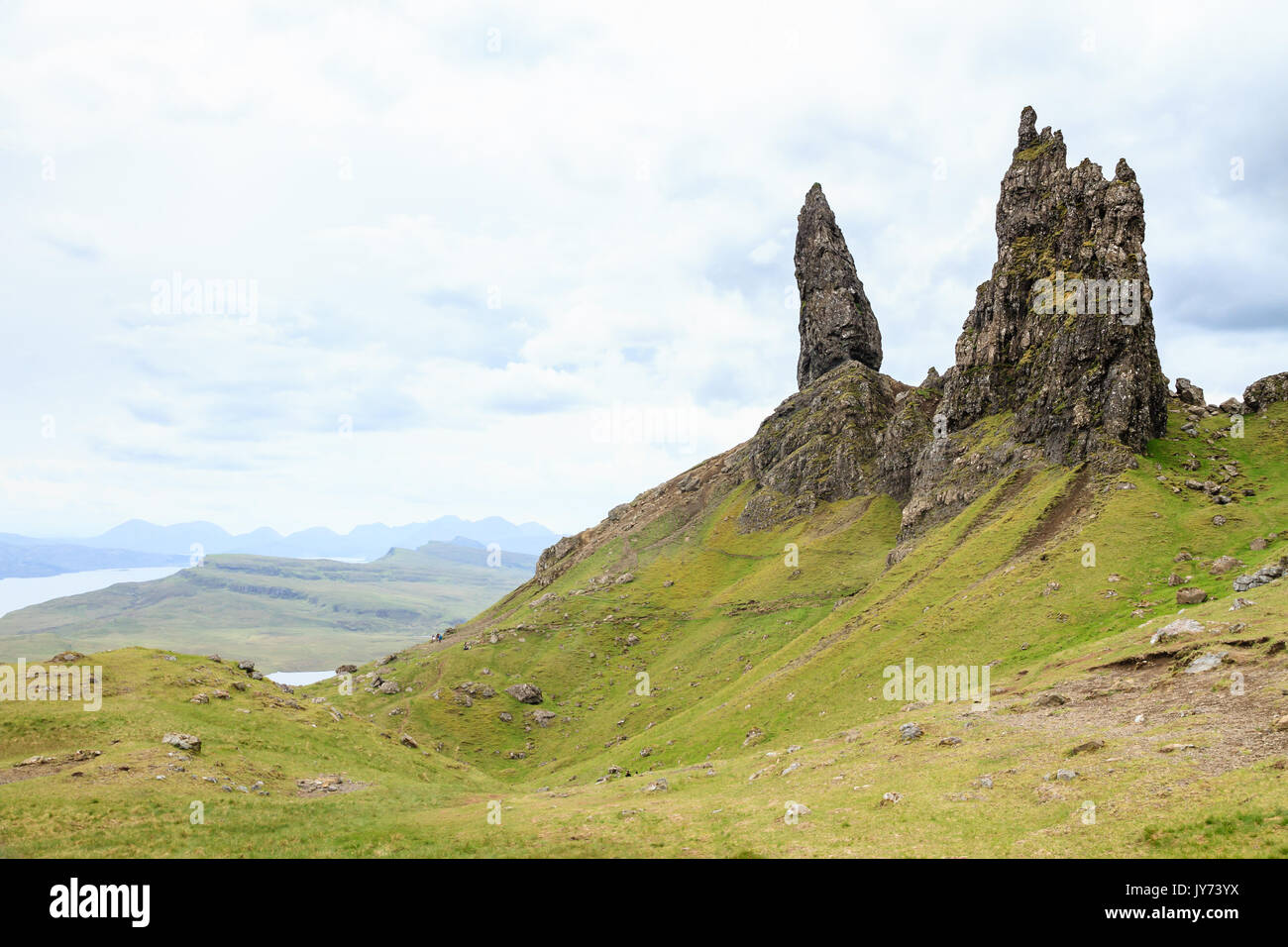 Der alte Mann von Storr Felsbrocken auf der Isle of Skye an der Westküste von Schottland Stockfoto