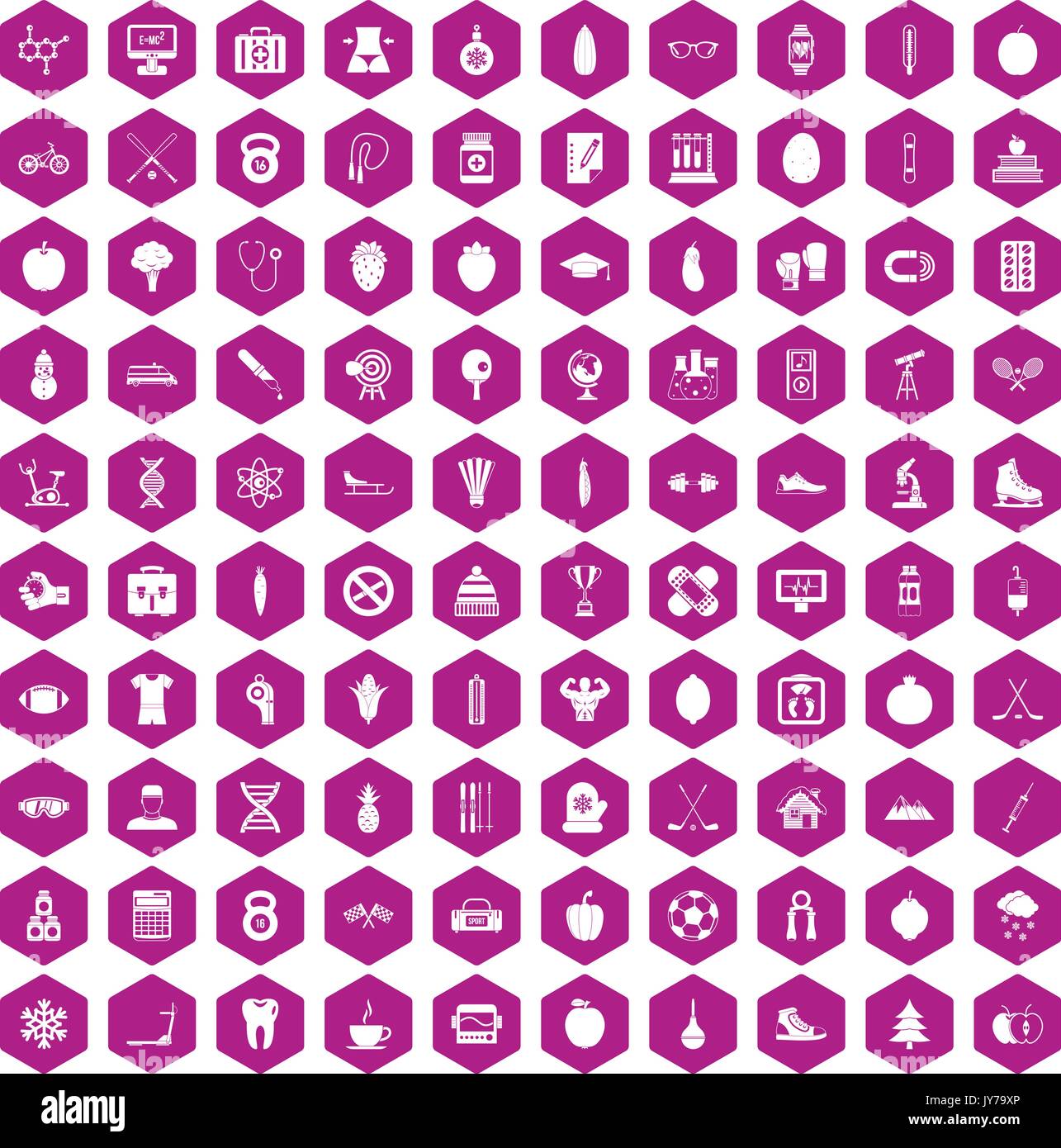 100 gut person Symbole hexagon Violett Stock Vektor