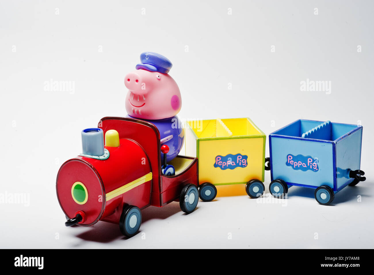 Hai, der Ukraine - 10. August 2017: toy Charakter in einem Zug von berühmten Cartoon Solitärspiele. Stockfoto