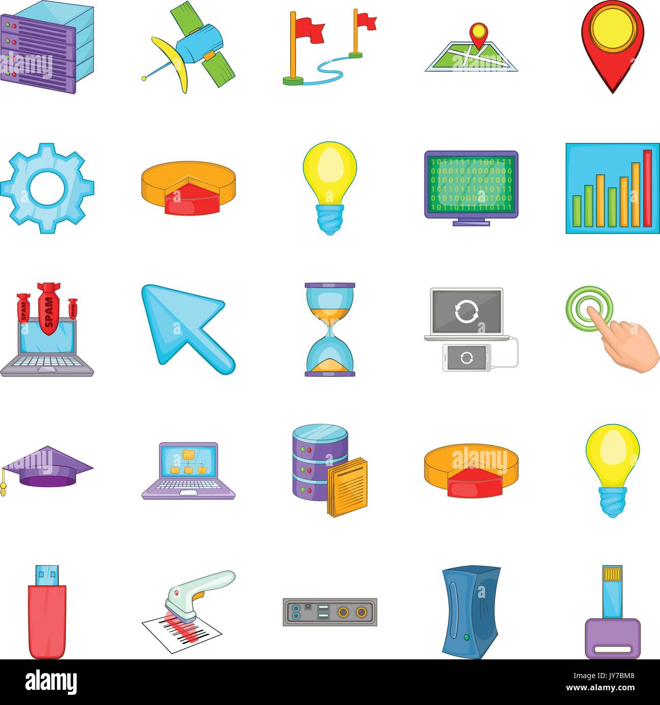 Computer-peripheriegeräte Symbole, Cartoon Stil Stock Vektor