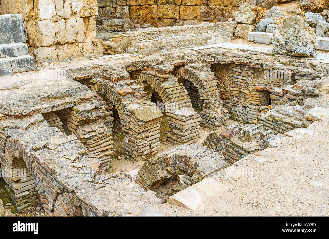 Römischen Bäder in Perge archäologische Stätte, Antalya, Türkei. Stockfoto