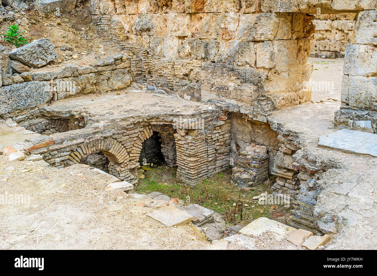 Römischen Bäder in Perge archäologische Stätte, Antalya, Türkei. Stockfoto