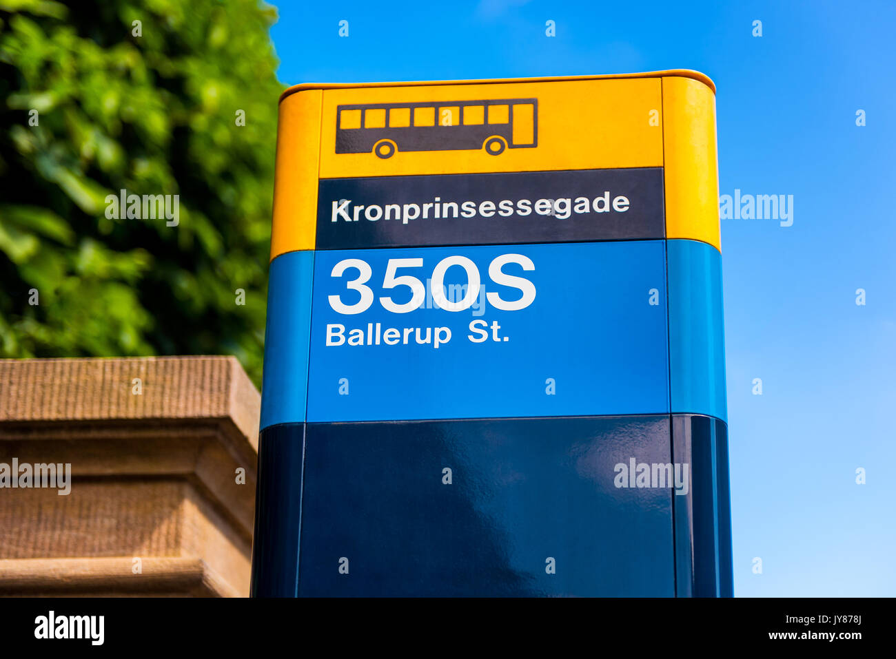 Bushaltestelle in der Innenstadt von Kopenhagen Dänemark Stockfoto