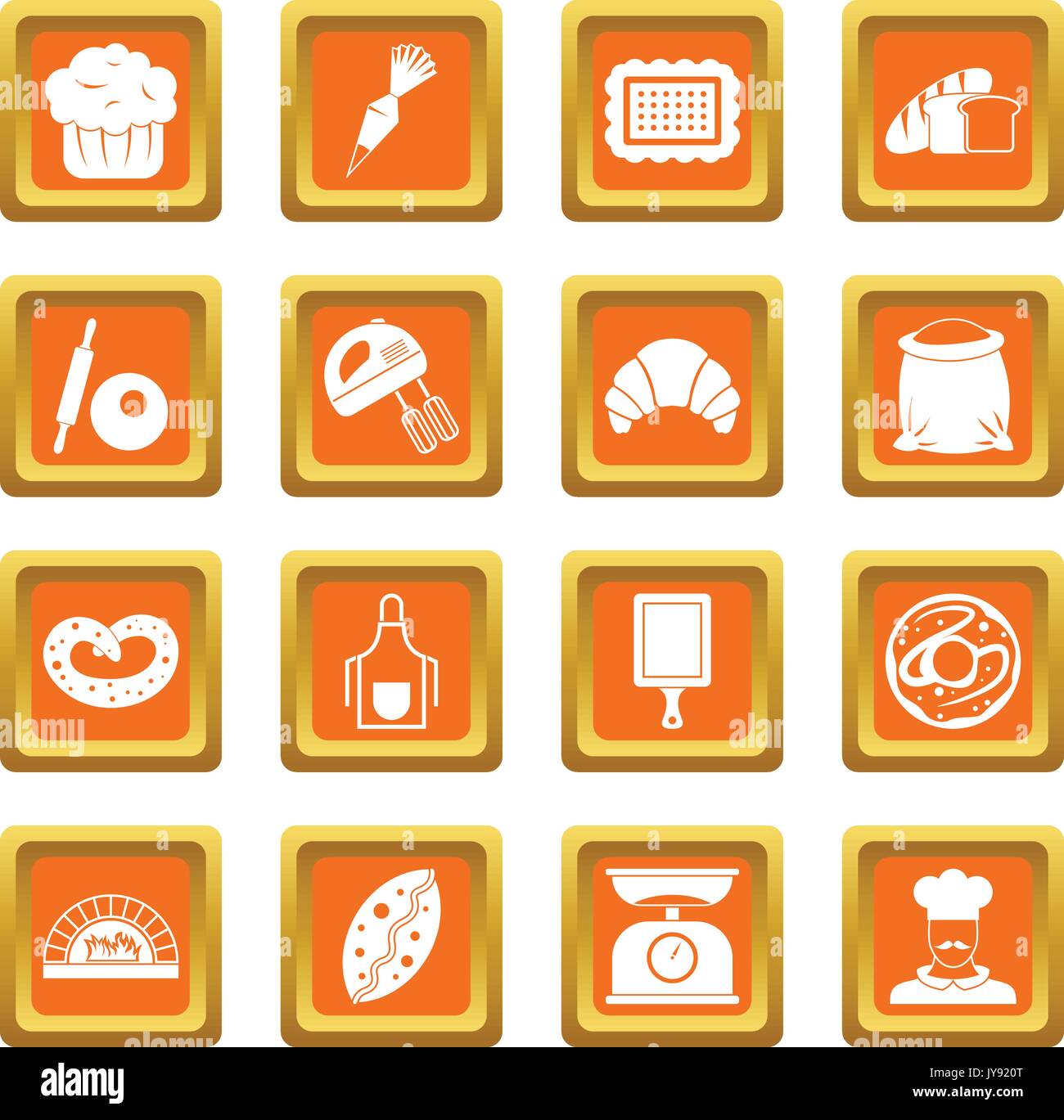 Bäckerei Icons Set orange Stock Vektor