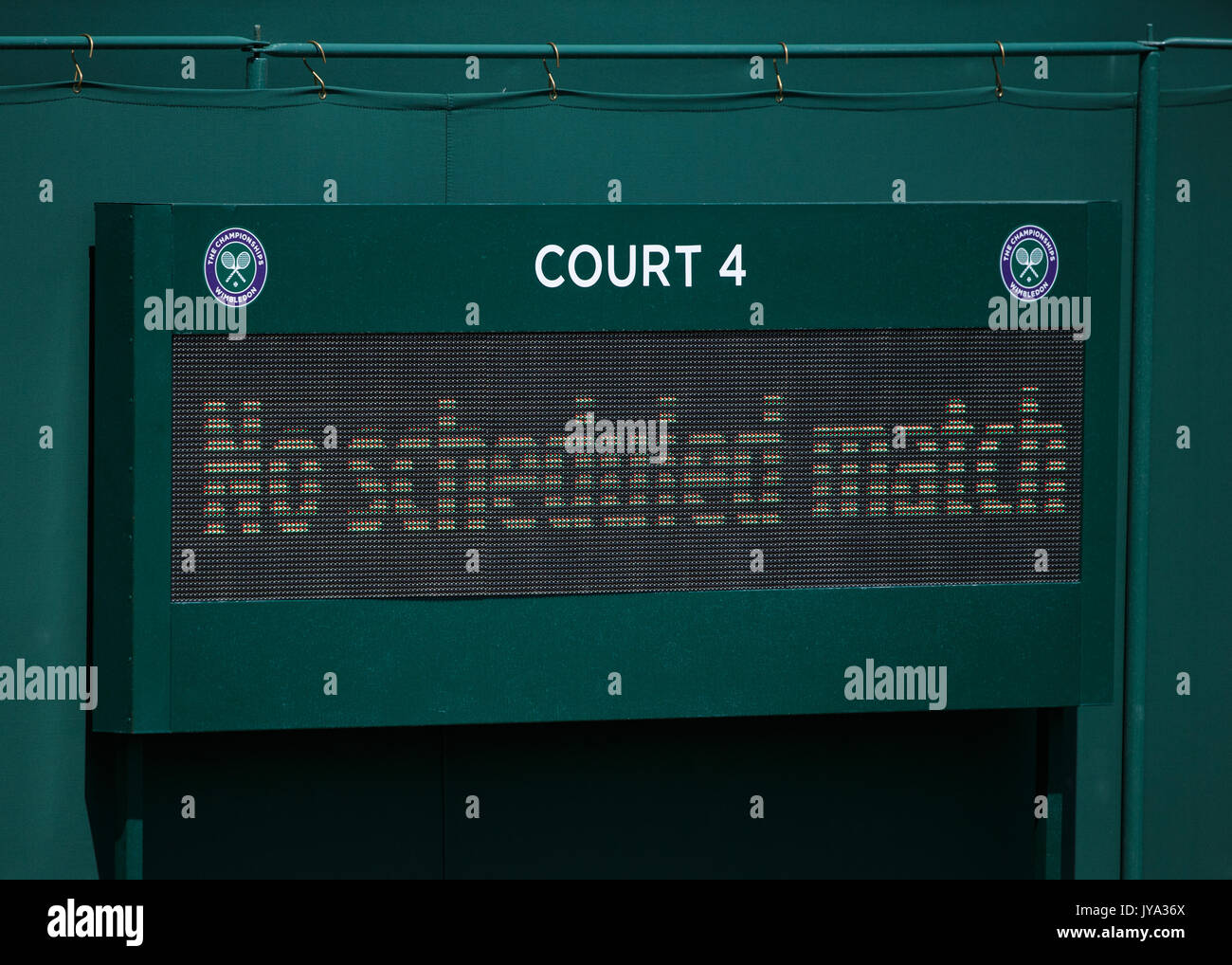 Wimbledon Feature 'Keine Übereinstimmung' Zeichen auf einem Hof in Wimbledon Tennis Championships 2017, London, England, Vereinigtes Königreich. Stockfoto
