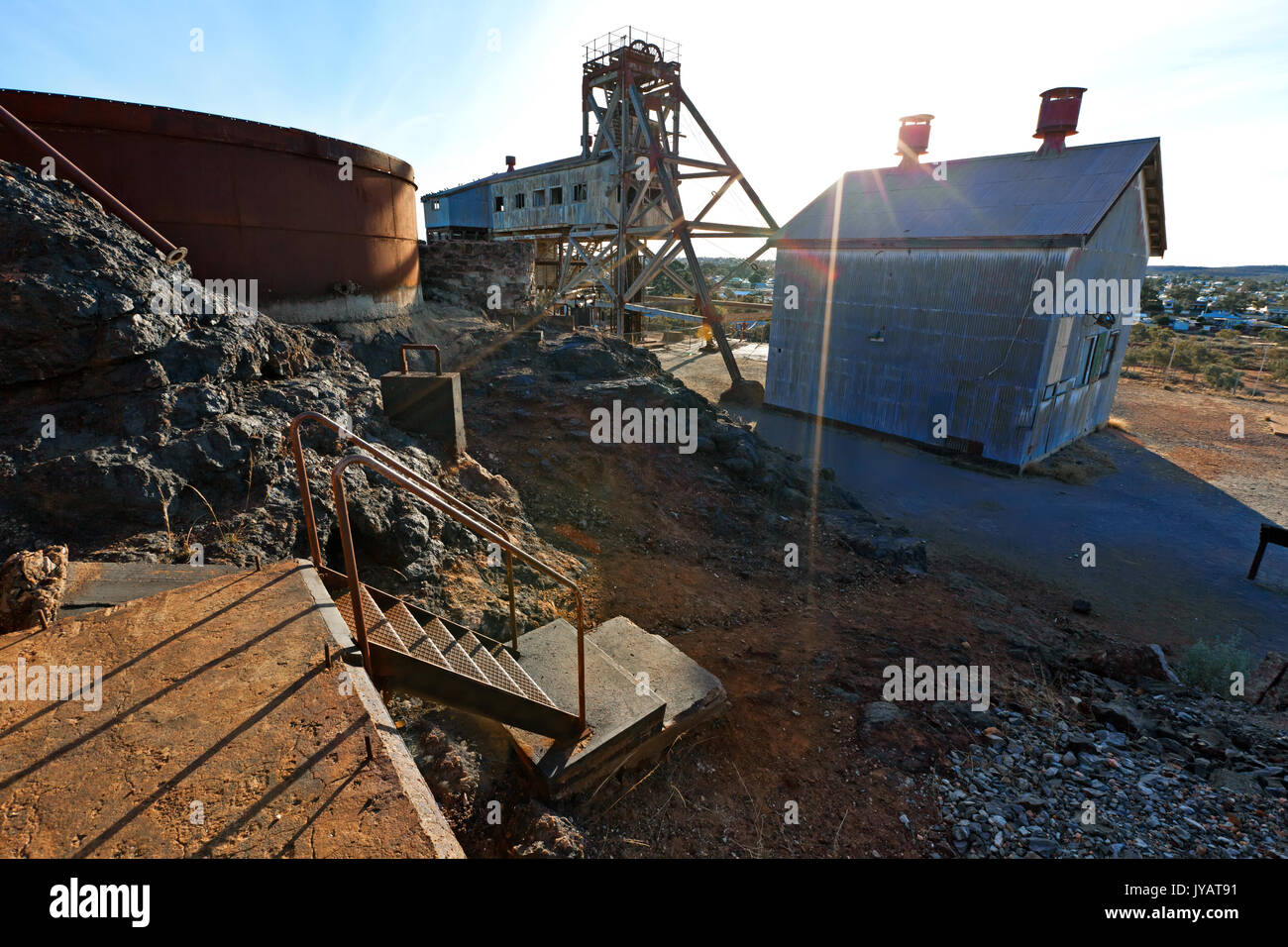 Erbe Abbaustätten im Outback australische Stadt Broken Hill in New South Wales, Australien Stockfoto