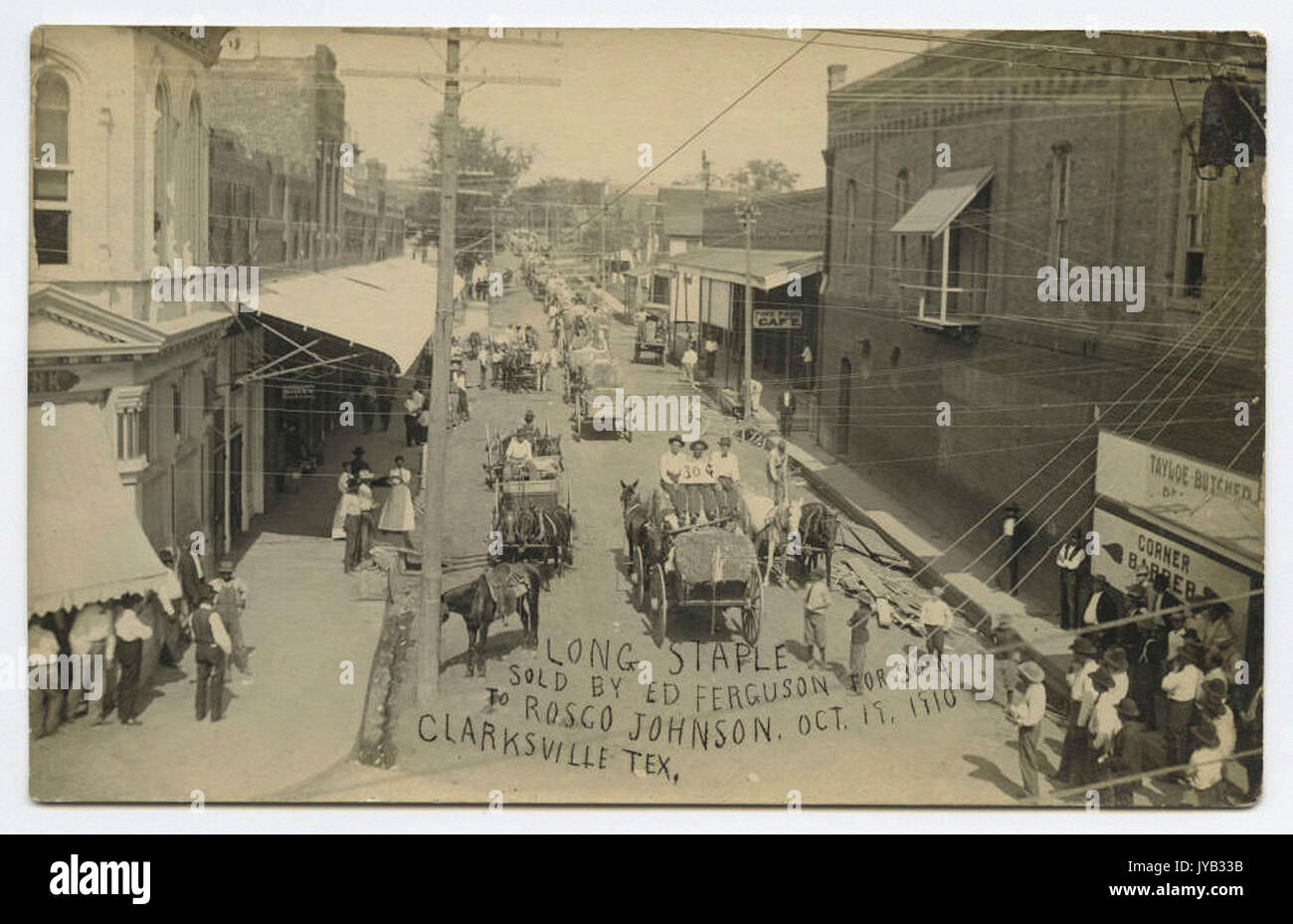 Langstapelige verkauft von Ed Ferguson für 30 Cent auf Rosco Johnson, Oktober 19, 1910, Clarksville, Tex Stockfoto