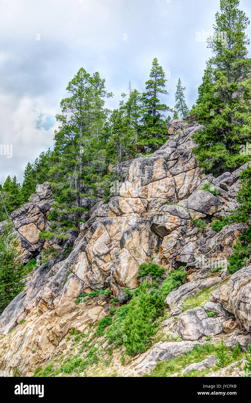 10 % Grad Straße in Wyoming Medizinrad Pass Stockfoto