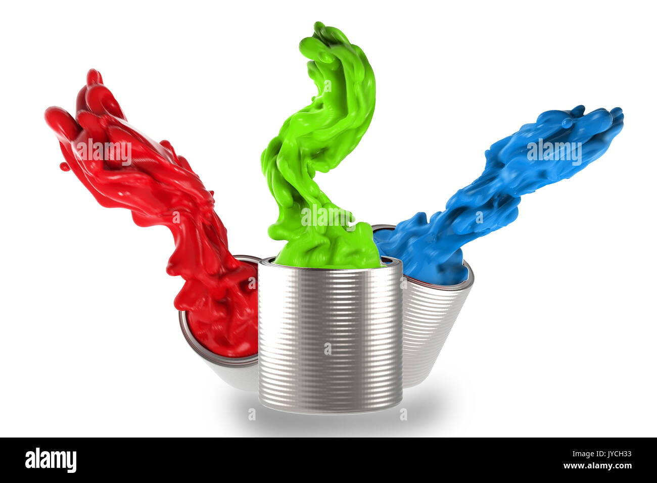 Rot, Grün und Blau splash auf weißem Hintergrund Stockfoto