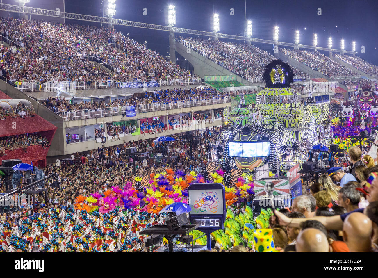 Der Karneval in Rio de Janeiro, Karneval, ist ein, Festival, in, Brasilien, Südamerika, Parade, Samba, Schulen, Schwimmer, sambadrome, sambodromo Stockfoto