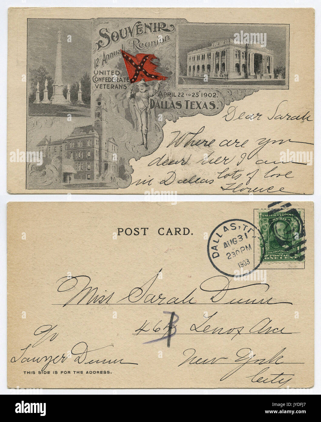 Souvenir 12 Jährliche Reunion, United Confederate Veterans. April 22 - 25, 1902. Dallas, Texas. Stockfoto