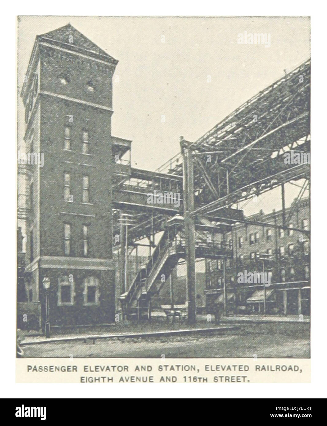 (King1893NYC) pg144 Aufzug und PERSONENBAHNHOF, erhöhte Eisenbahn EIGHTH AVENUE und 118TH STREET Stockfoto