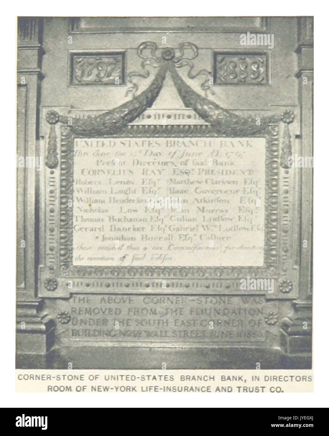 (König 1893, NYC) pg 762 ECKSTEIN DES UNITED STATES BANKFILIALE, IN DIRECTORS' ZIMMER VON NEW YORK LIFE INSURANCE UND VERTRAUEN CO Stockfoto