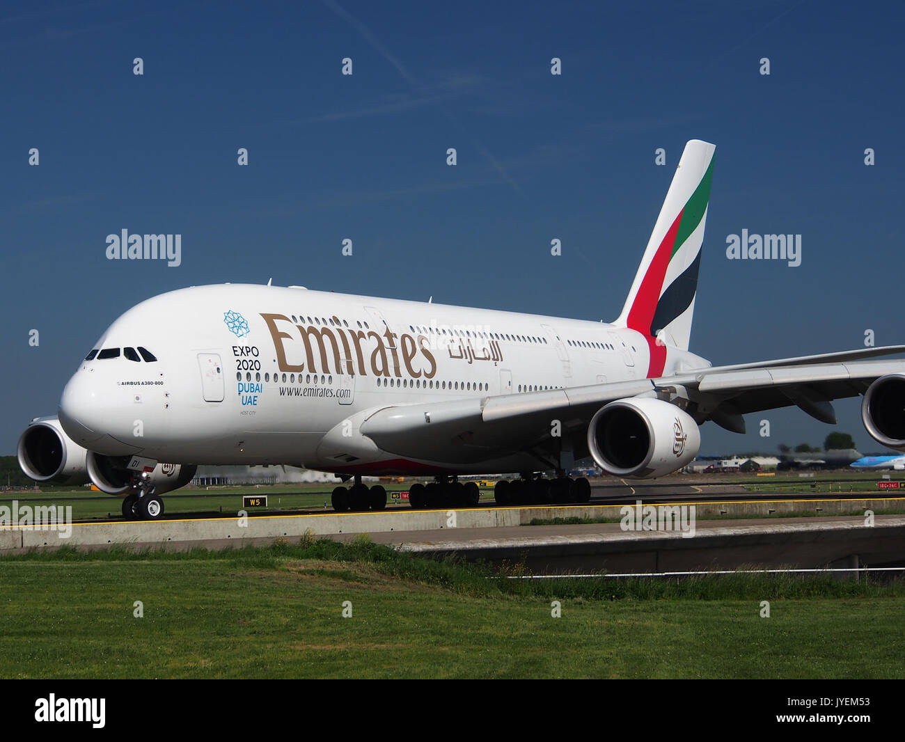 6 EDI Emirates Airbus A380 861 CN028 am Flughafen Schiphol (AMS EHAM), Niederlande, 16. Mai 2014, Pic05 Stockfoto