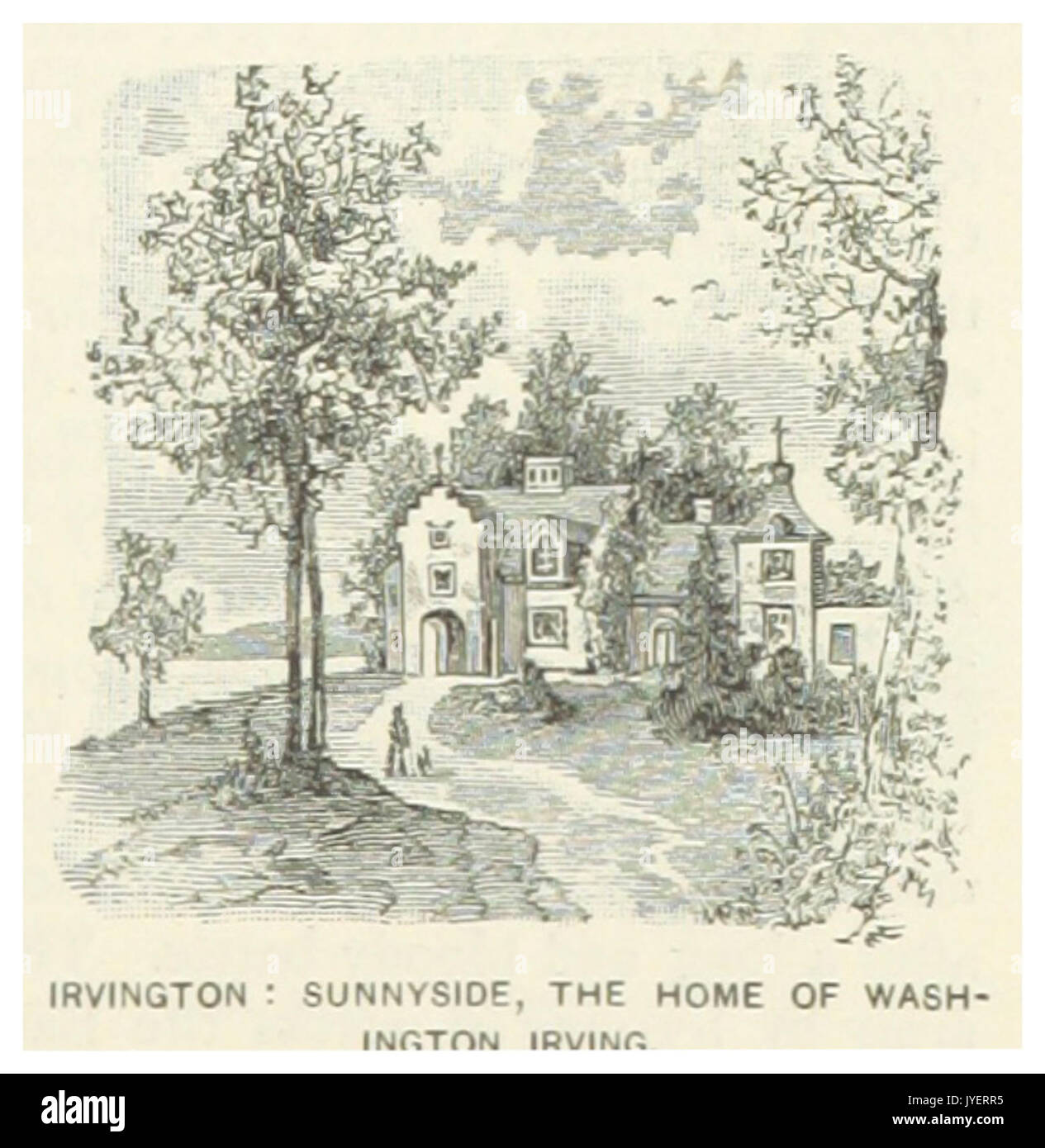 Usa NY (1891) p579 IRVINGTON, SUNNYSIDE DAS HAUS VON WASHINGTON IRVING Stockfoto